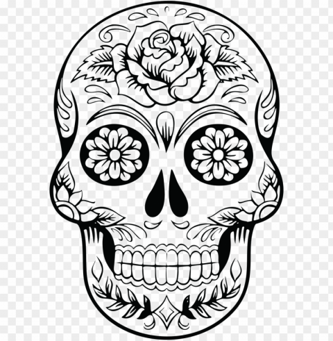 awesome of a sugar image black and - sugar skull silhouette Isolated Subject in HighQuality Transparent PNG