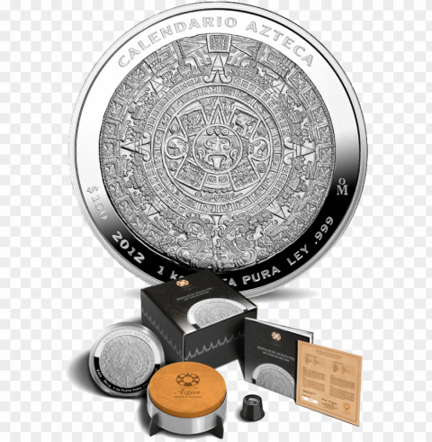 aztec calendar 1 kilograms silver proof coin - aztec calendar coi PNG Isolated Subject on Transparent Background