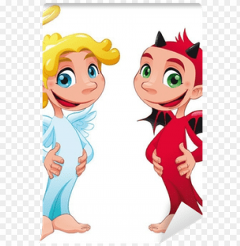 baby angel and devil - angel and devil cartoo PNG images with alpha channel diverse selection