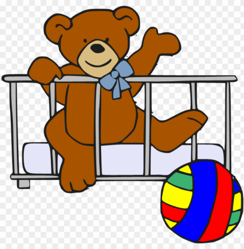 baby bear in crib Isolated Item with Transparent Background PNG