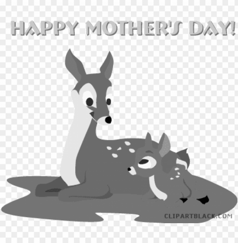 Baby Deer Animal Free Black Whiteimages Black - Mothers Day Isolated Design Element In Clear Transparent PNG
