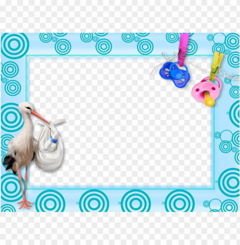 baby shower themed frame stork Isolated Illustration on Transparent PNG