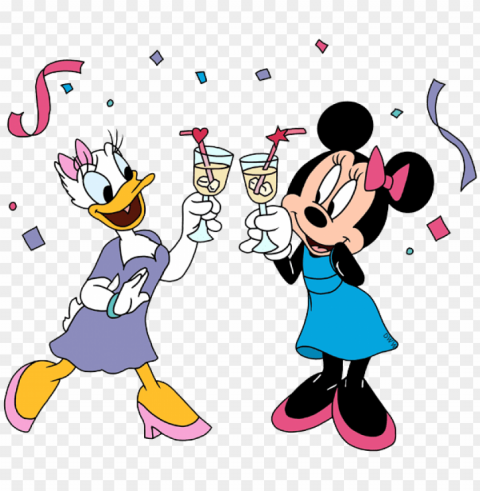 baby minnie baby mickey daisy duck daisy minnie toasting - disney birthday Isolated Artwork on Transparent Background PNG