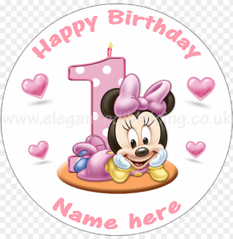baby minnie mouse 1st birthday cake personalised edible - baby minnie mouse 1 PNG images with transparent space