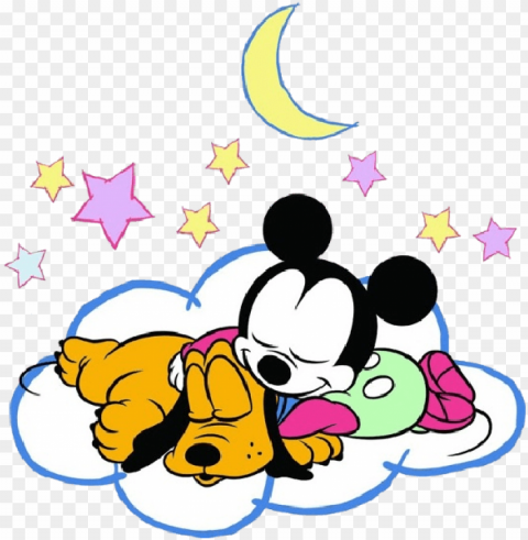 baby minnie mouse and pluto sleeping baby mickey - sleepy mickey and minnie mouse PNG design elements