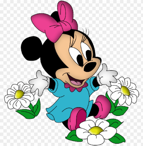 baby minnie mouse with pink bow and flowers - mini mouse bebe disney PNG files with no backdrop wide compilation
