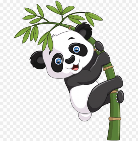 baby panda climbing bamboo tree - gambar panda Isolated Subject in Transparent PNG Format