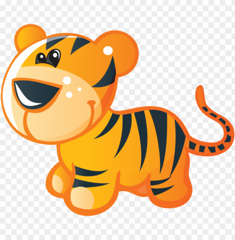 baby tigers bengal tiger cuteness clip art - cartoon cute baby tiger PNG Isolated Object with Clear Transparency