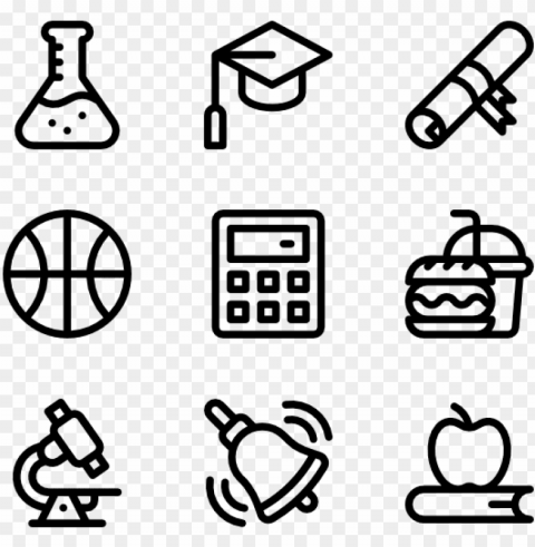 back to school 40 icons - facebook line icon vector PNG transparent designs for projects