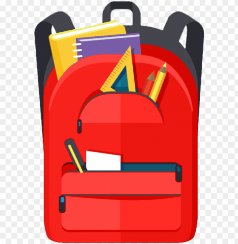 backpack filled with school supplies - notebook in the school ba PNG Image with Isolated Transparency