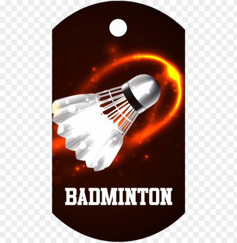 badminton dog tag full color aluminum - burning shuttlecock PNG Graphic with Isolated Transparency