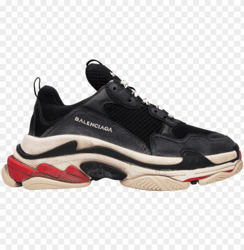 balenciaga triple s trainer 'black red' - balenciaga triple s red black Isolated Design Element in Clear Transparent PNG
