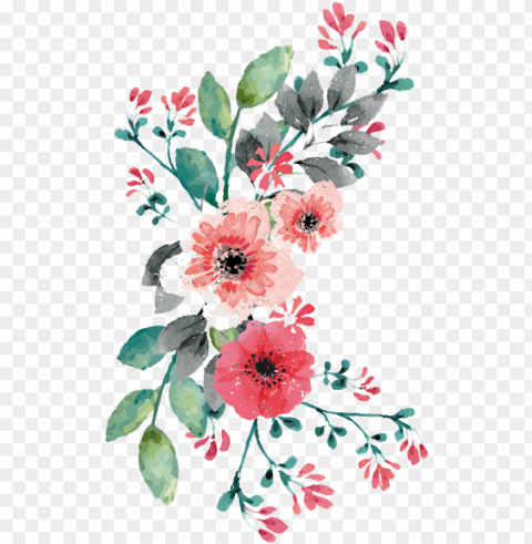 banner flower - wedding moderner vintager watercolor mit blumen kisse Clean Background Isolated PNG Illustration