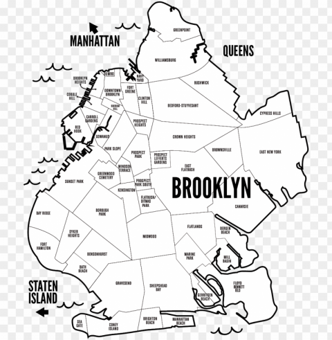 banner free library neighborhood guide - brooklyn map vector Isolated PNG Image with Transparent Background