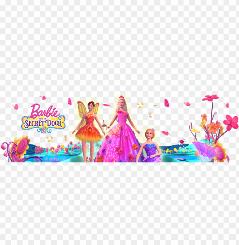 barbie and secret door logo PNG images with transparent overlay