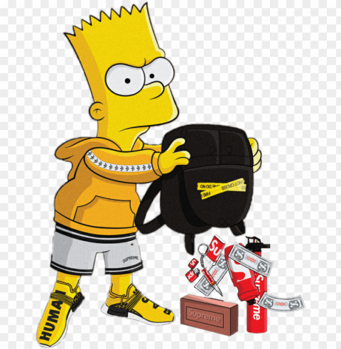 bart sticker - bart simpson supreme gucci Transparent Background Isolated PNG Figure