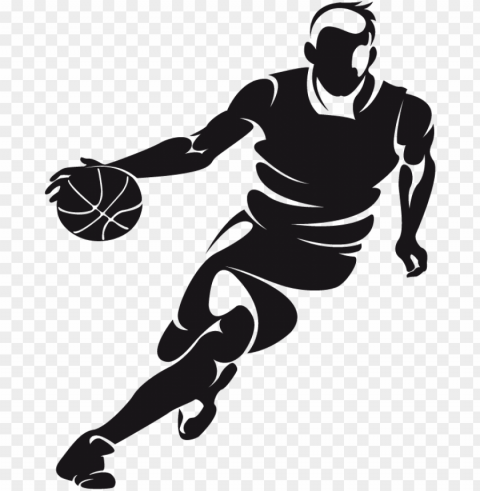 basketball dribbling clip art - basketball player vector Isolated Illustration on Transparent PNG