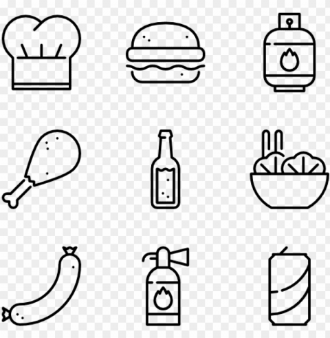 bbq line craft 50 icons - yoga line icon Isolated Design Element in HighQuality Transparent PNG