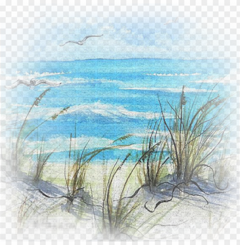 Beach Scene Beach Watercolour Paintings PNG Files With Clear Background