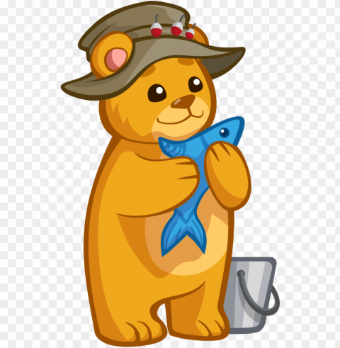 bear clipart eats fish - bear with fish cartoo PNG transparent pictures for projects