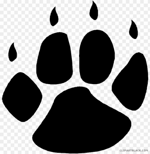 bear paw print animal free black white clipart images Transparent PNG Artwork with Isolated Subject