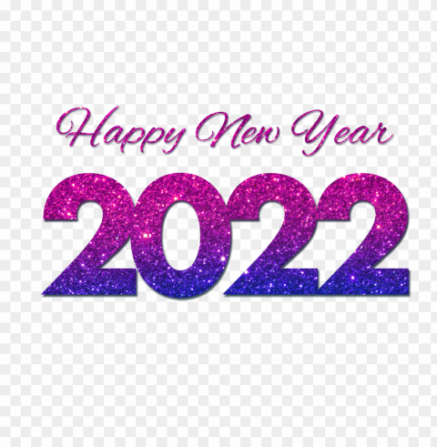 Beautiful Blue  Pink Glitter 2022 Happy New Year Isolated Illustration With Clear Background PNG