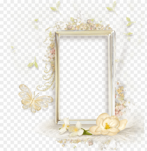 beautiful cream frame with flowers - beautiful flowers photo frames PNG transparent graphics for projects