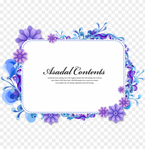 Beautiful Purple Flower Border Cartoon Image High - Floral Frame Free Download PNG With Isolated Background