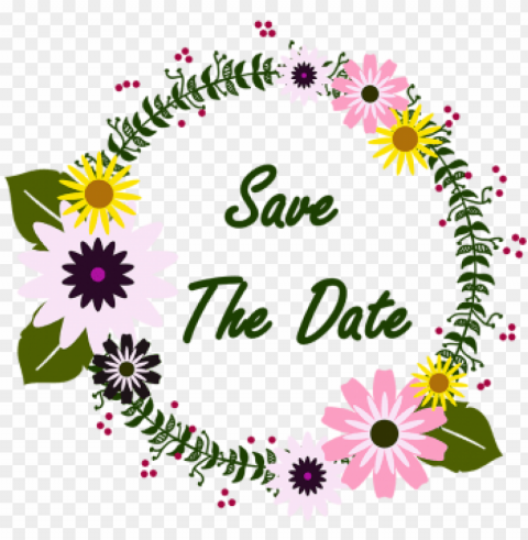 beautiful summer floral wreath save the date greeting - flower Isolated Item on HighResolution Transparent PNG