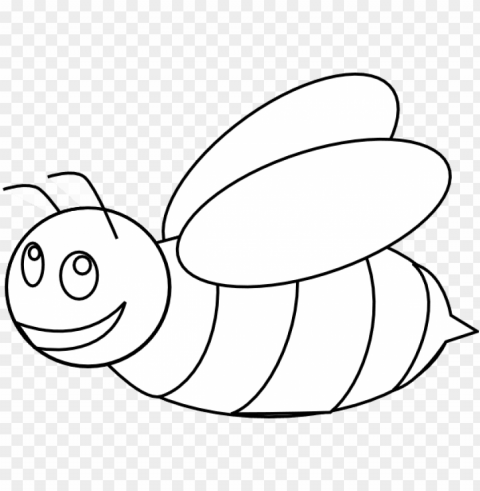 bee clipart black and white - bee colori Isolated Character on Transparent Background PNG