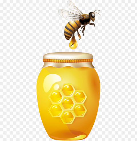 bee honey jar clip art - honey bee jar Transparent PNG Isolated Object with Detail