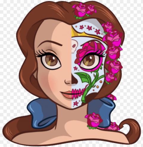 belle from beauty & the beast - sugar skull disney princess High-resolution PNG