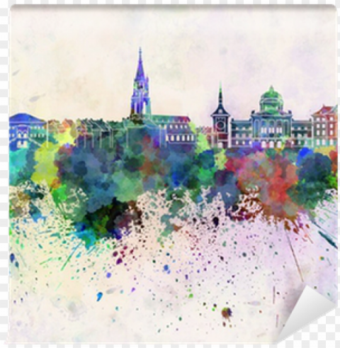 bern skyline in watercolor wall mural - art print paulrommer's bern skyline in watercolor Isolated Graphic with Transparent Background PNG