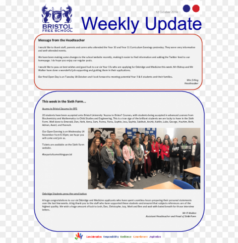 bfs newsletter 2018 10 12 - bristol school newsletter Free transparent PNG