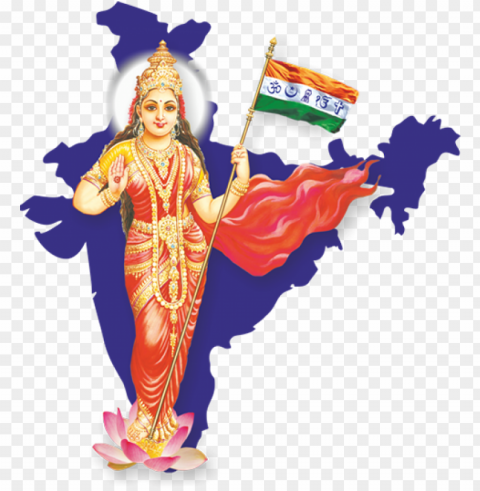 bharat mata - india map with bharat mata Clear Background Isolated PNG Icon