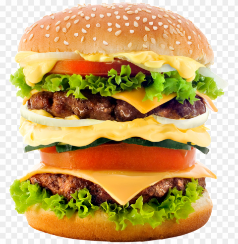 Big Burger PNG Isolated Subject On Transparent Background