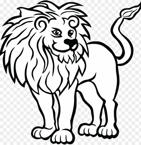 big cat vector clipart of a black and white lion head - clip art of lion black and white Transparent Background Isolation in PNG Image