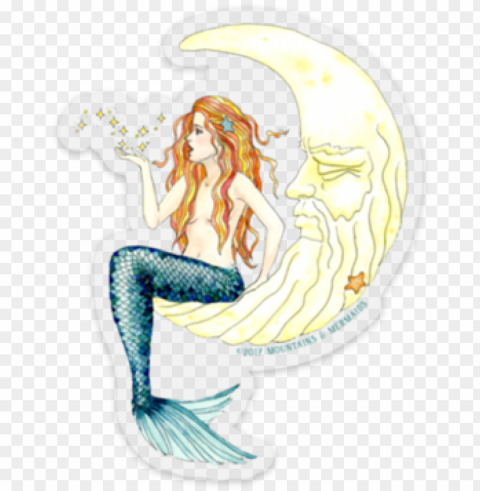 big dipper mermaid in the moon sticker - mermaid PNG Image with Transparent Isolated Graphic