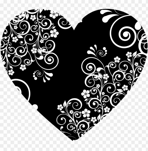 big image - floral heart clipart black and white PNG images with no limitations
