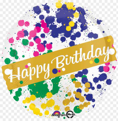 birthday artist splatter 18 foil balloon - happy birthday paint splatter 45cm balloo PNG photo with transparency PNG transparent with Clear Background ID 5395e560