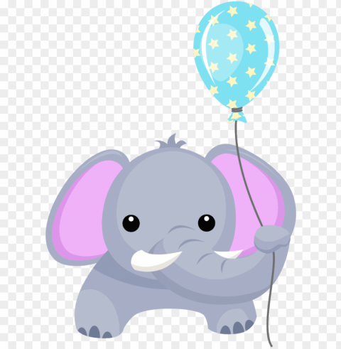 birthday elephant with balloon clipart - baby elephant with balloon Isolated Subject on HighQuality PNG