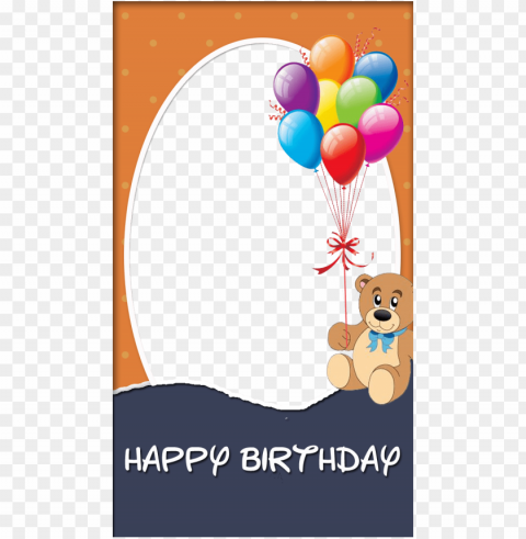 Birthday Frame With Teddy Bear - Happy Birthday Frame Isolated Character In Clear Transparent PNG