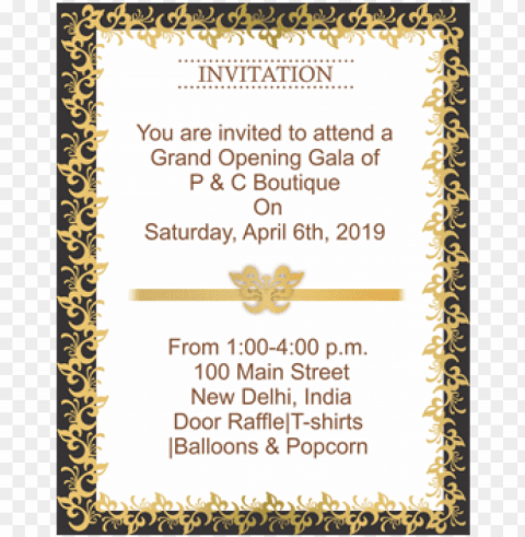 black and golden border portrait invitation card - wedding invitatio PNG Isolated Design Element with Clarity