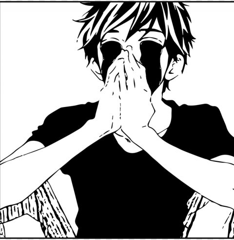 black and white anime boy cryi High-quality PNG images with transparency