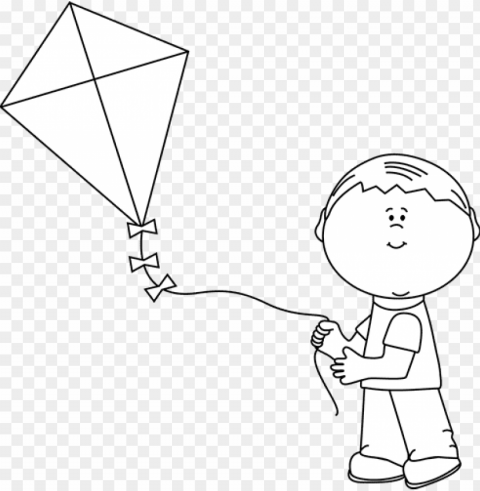 black and white boy flying a kite - boy flying a kiteblack and white PNG no watermark