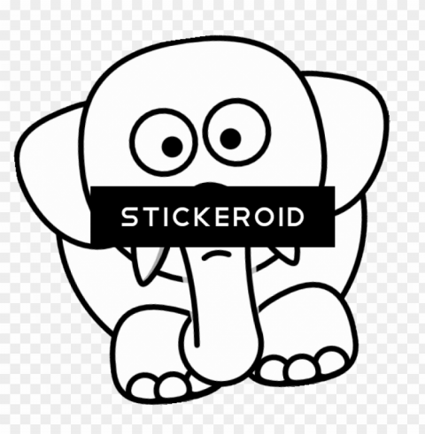 black and white cartoon elephant PNG files with transparent backdrop complete bundle