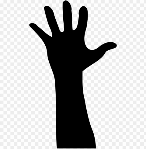 black and white hands - raised hand silhouette Isolated Illustration in Transparent PNG