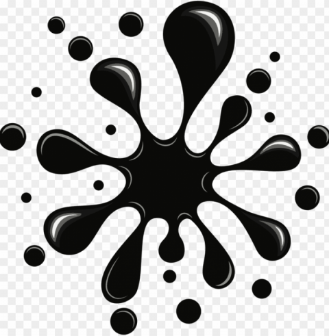 black and white ink painting - blob clip art PNG with no bg