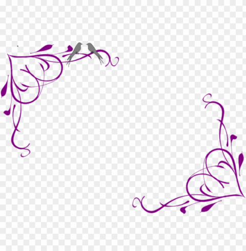 black and white library purple border design to use - purple wedding border clipart Transparent Background PNG Isolated Graphic