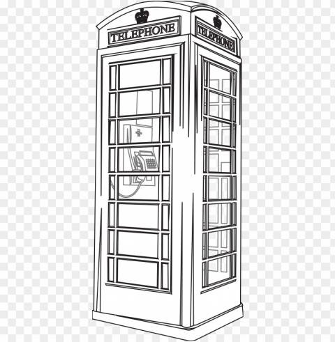 black and white london phone booth Transparent Cutout PNG Isolated Element